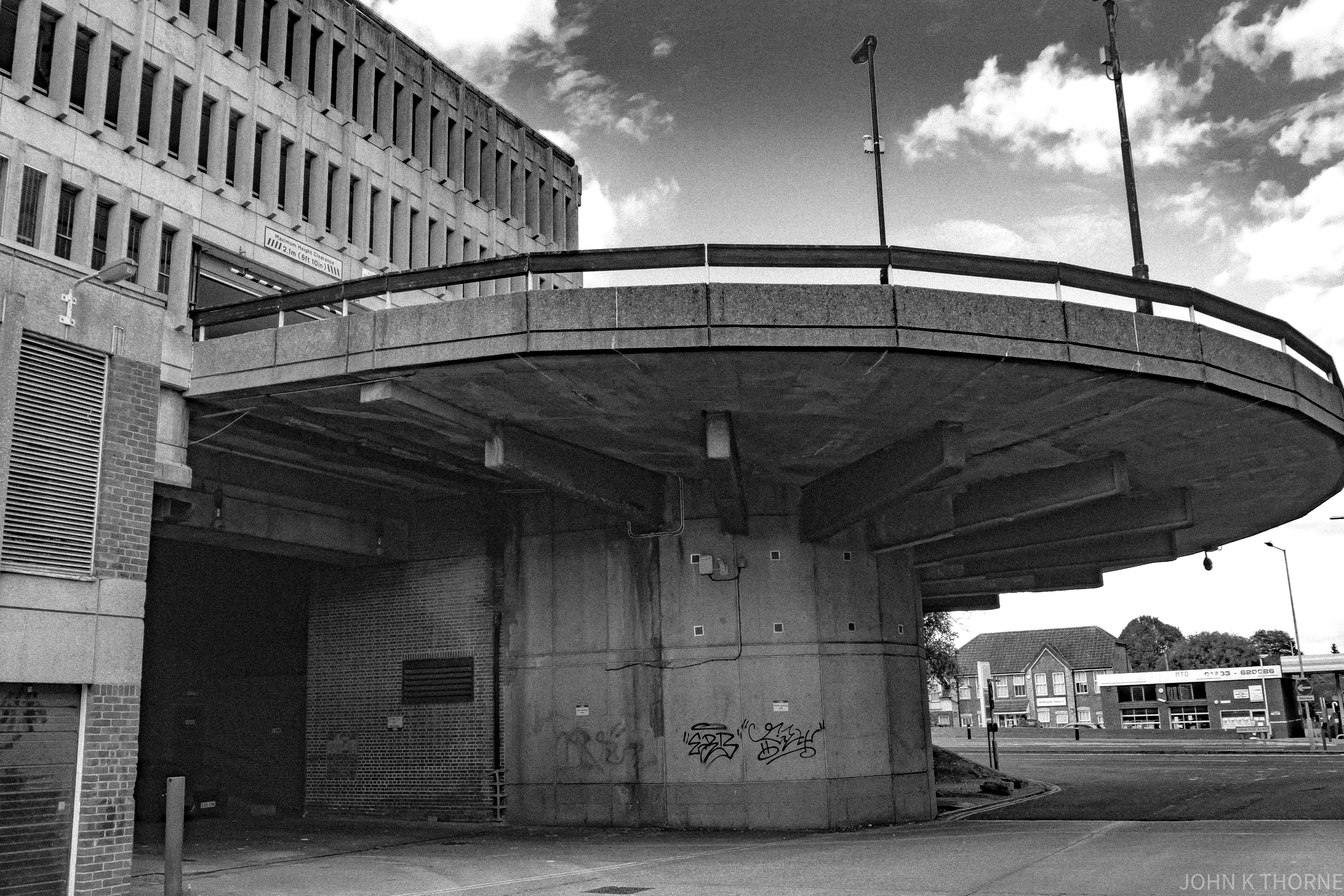Geometric brutalist architecture in Ashford, Kent